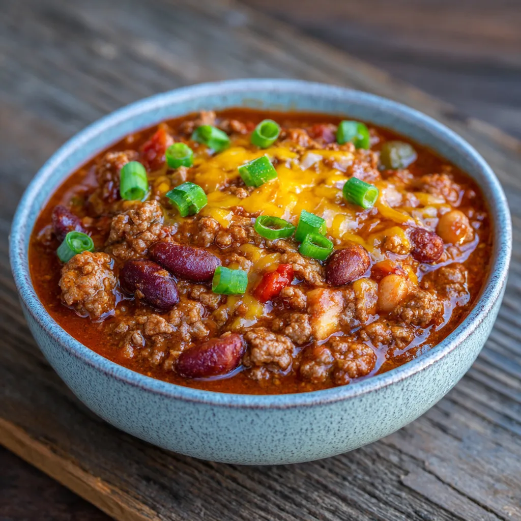 Chili served with cornbread and sour cream on the side.