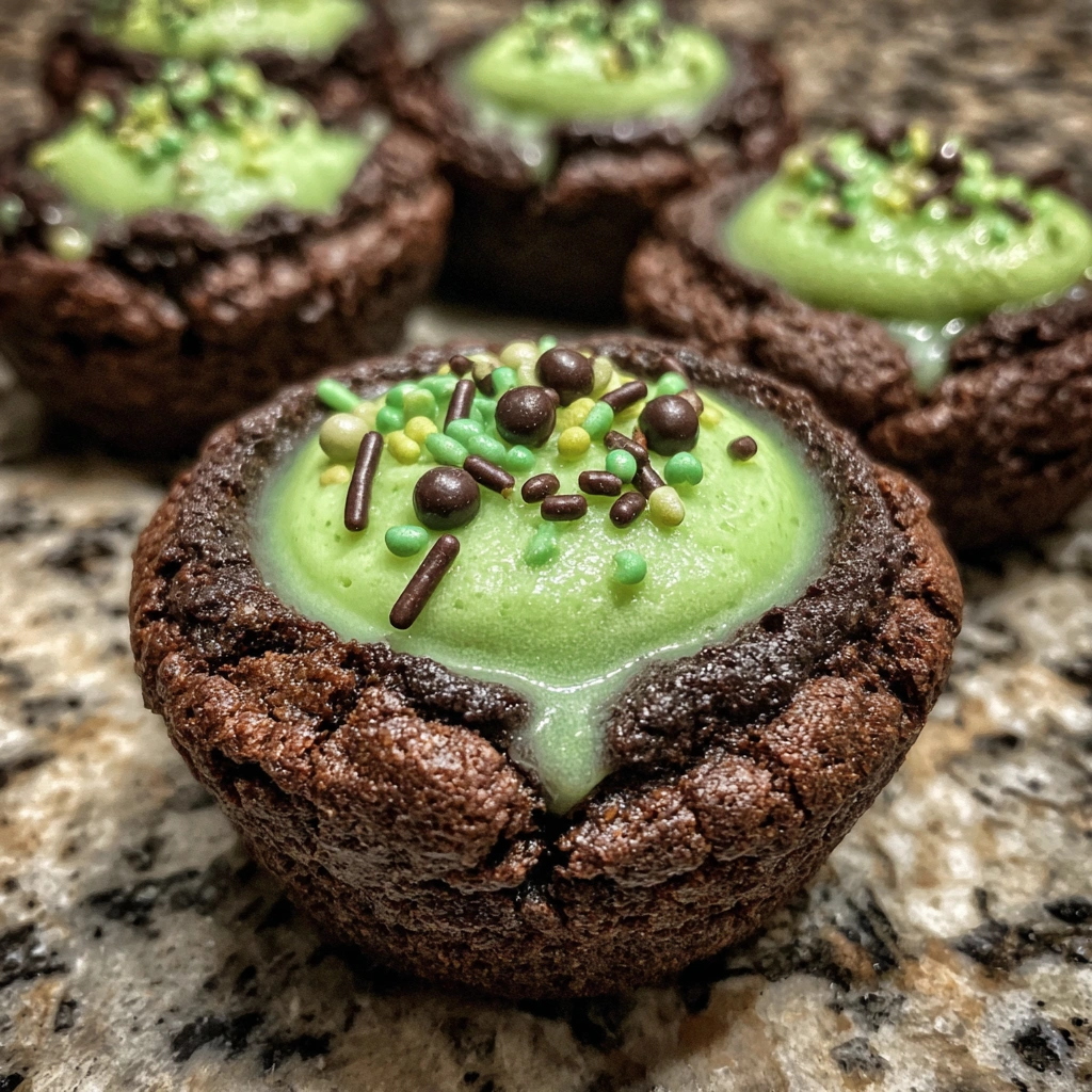 Close-up of cauldron cookie with sprinkles and eyeball candy