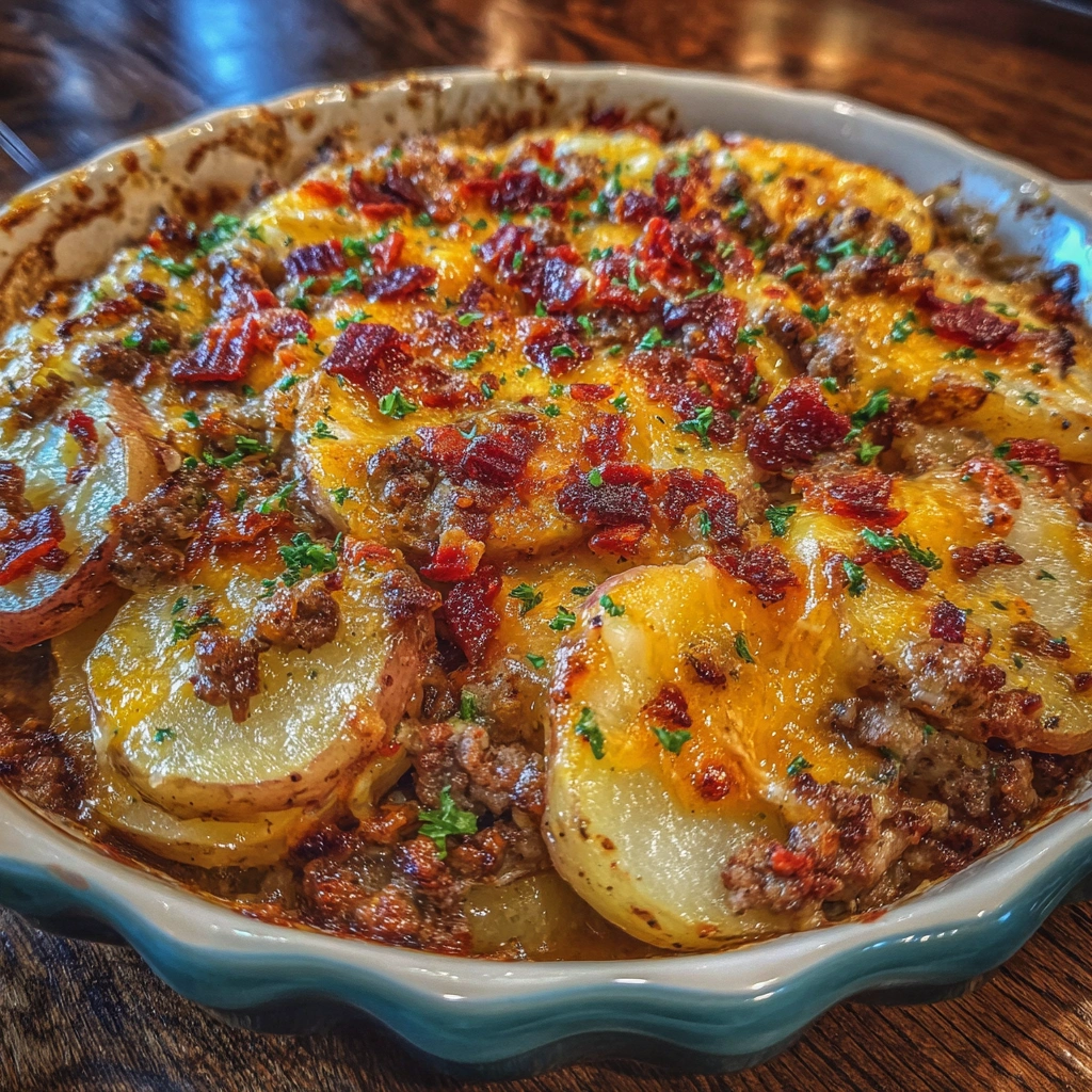 Cheesy Ground Beef and Potato Casserole