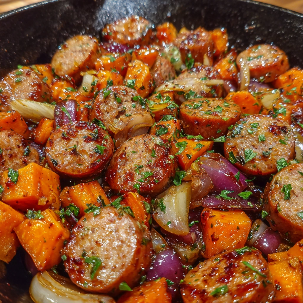 Honey Garlic Sausage Sweet Potatoes