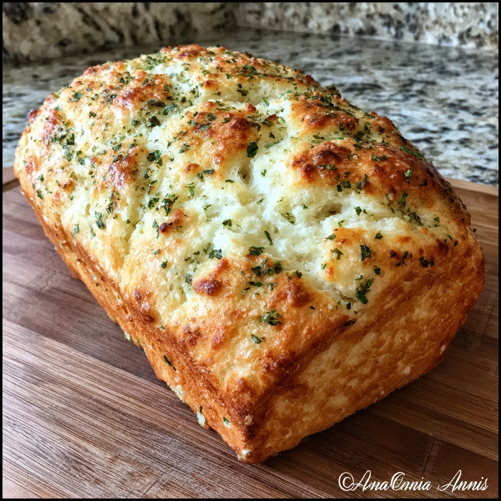 Close-up of a sliced bread machine herb cheese bread
