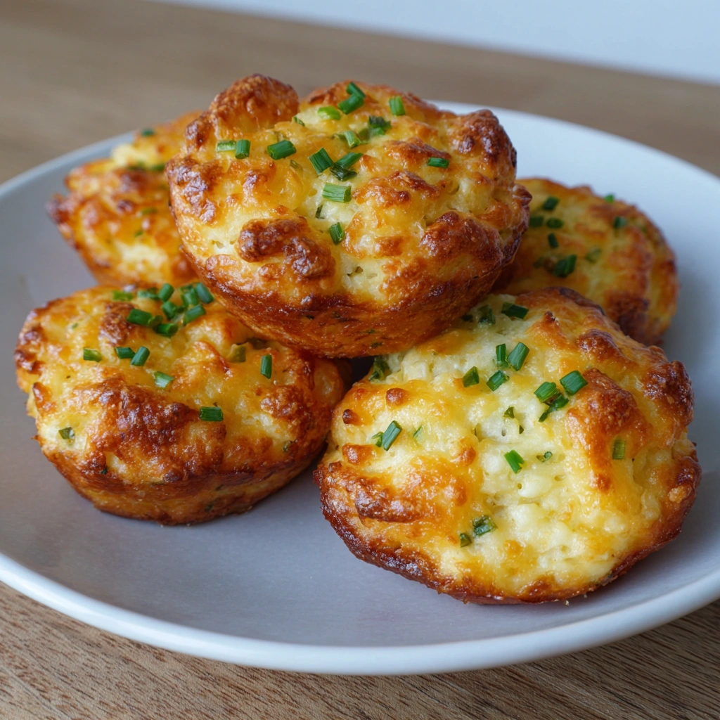 Mini muffin tin with freshly baked potato cheese puffs