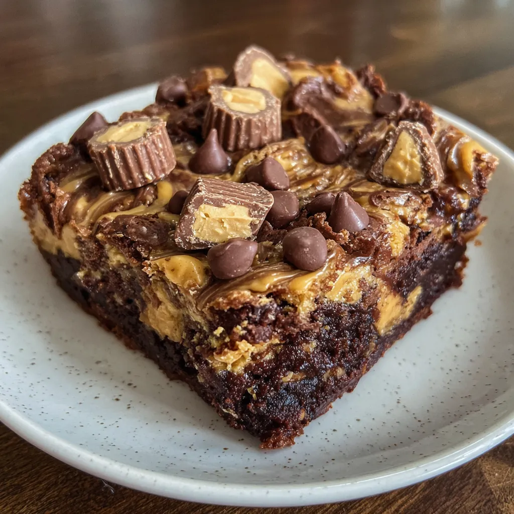 Earthquake cake sliced in a pan showing rich swirls and candy pieces