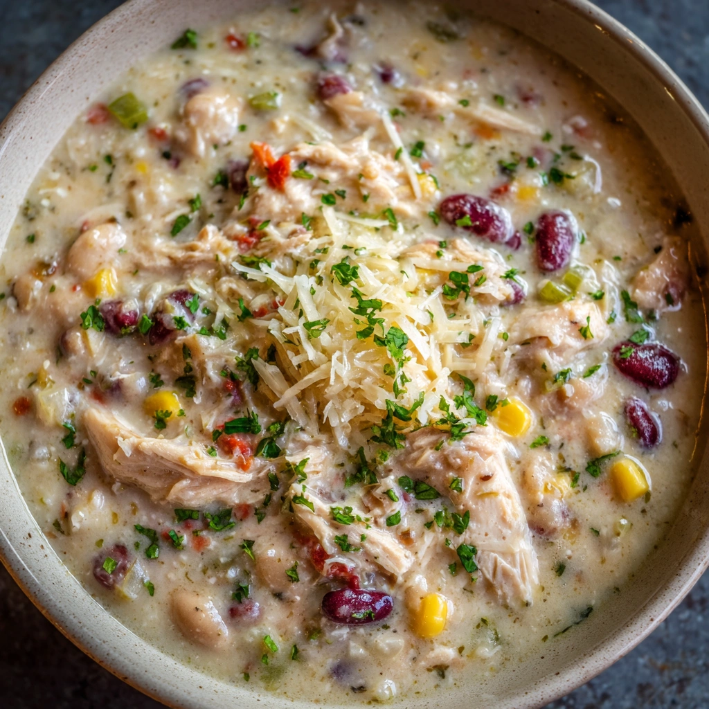The Easiest Crockpot White Chicken Chili with Cream Cheese